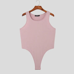 pink Demure Ribbed Tank Bodysuit - Men's Singlets, Bodysuits, Leotard & Unitard - pridevoyageshop.com