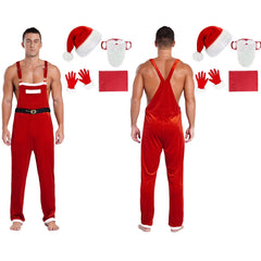 a sexy man in Santa’s Naughty Helper Jumpsuit Costume - pridevoyageshop.com - gay costumes, men role play outfits, gay party costumes and gay rave outfits