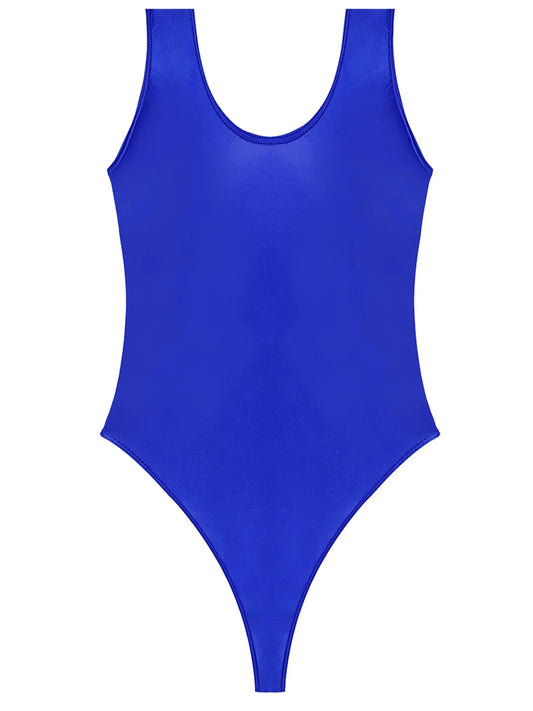 blue The ’80s Shiny Thong Bodysuits - Men's Singlets, Bodysuits, Leotard & Unitard - pridevoyageshop.com