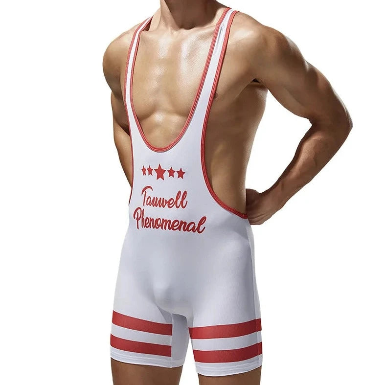a sexy gay man in white Striped Phenomenal Racerback Singlet - Men's Singlets, Bodysuits, Rompers & Jumpsuits - pridevoyageshop.com
