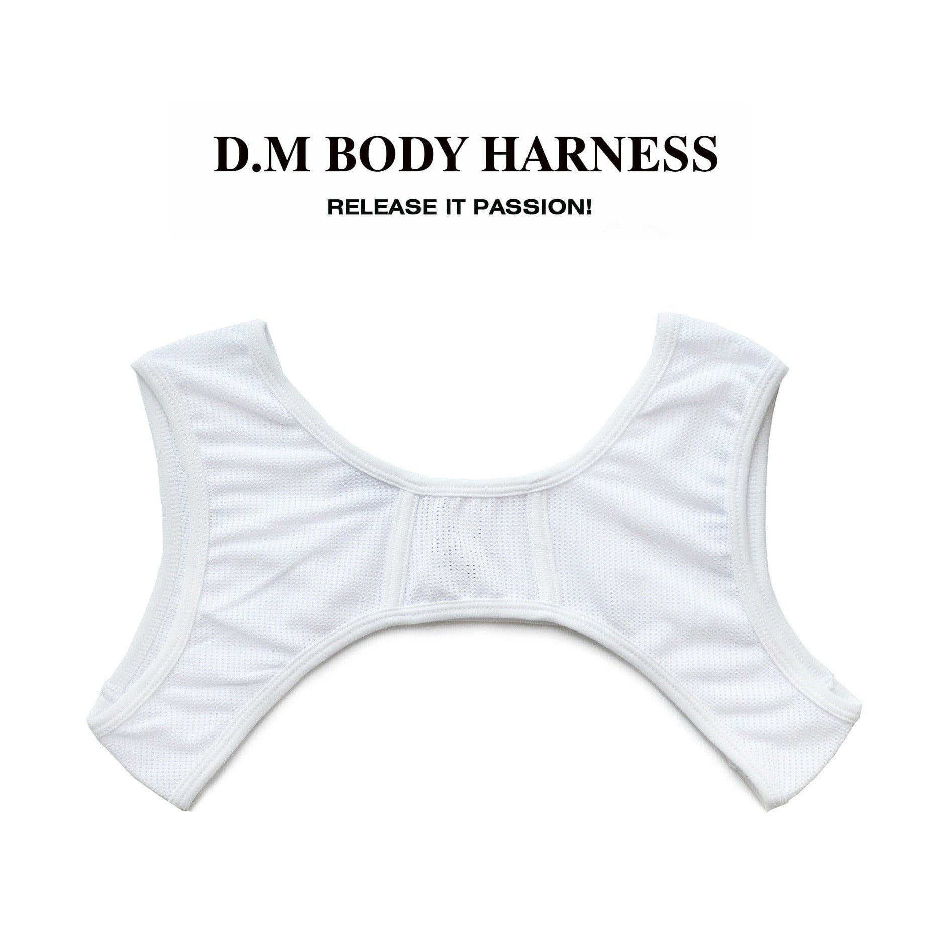 white DM Passion Mesh Harness | Gay Harness- pridevoyageshop.com - gay men’s harness, lingerie and fetish wear