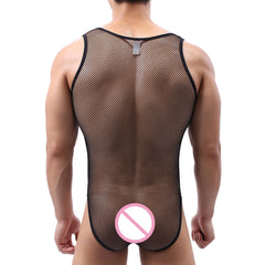 sexy gay man in black Gay Bodysuit and Singlet | Men's Mesh Full Bodysuit - Men's Singlets, Bodysuits, Leotard & Unitard - pridevoyageshop.com
