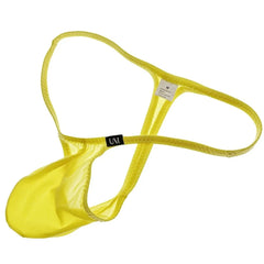 yellow Men's See Throu Super Thin Thong for Well Endowed Men - pridevoyageshop.com - gay men’s underwear and swimwear