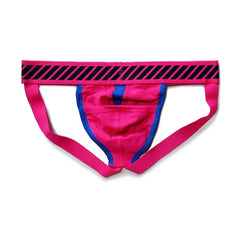 rose red DM Men's Racing Stripe Jockstrap - pridevoyageshop.com - gay men’s underwear and swimwear