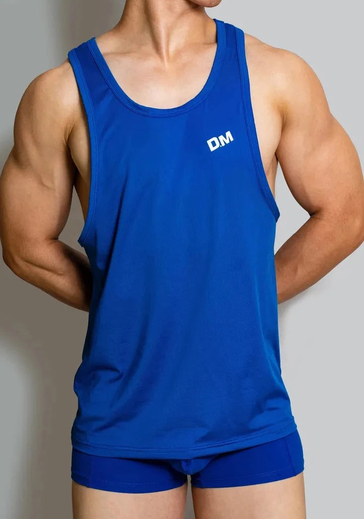 sexy gay man in blue Gay Tops | DM Men's Mesh Muscle Tank Top - pridevoyageshop.com - gay men’s gym tank tops, mesh tank tops and activewear