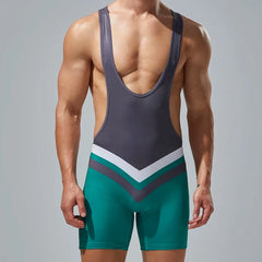 a sexy gay men in green Chevron One Piece Wrestling Singlet - Men's Singlets, Bodysuits, Leotard & Unitard - pridevoyageshop.com