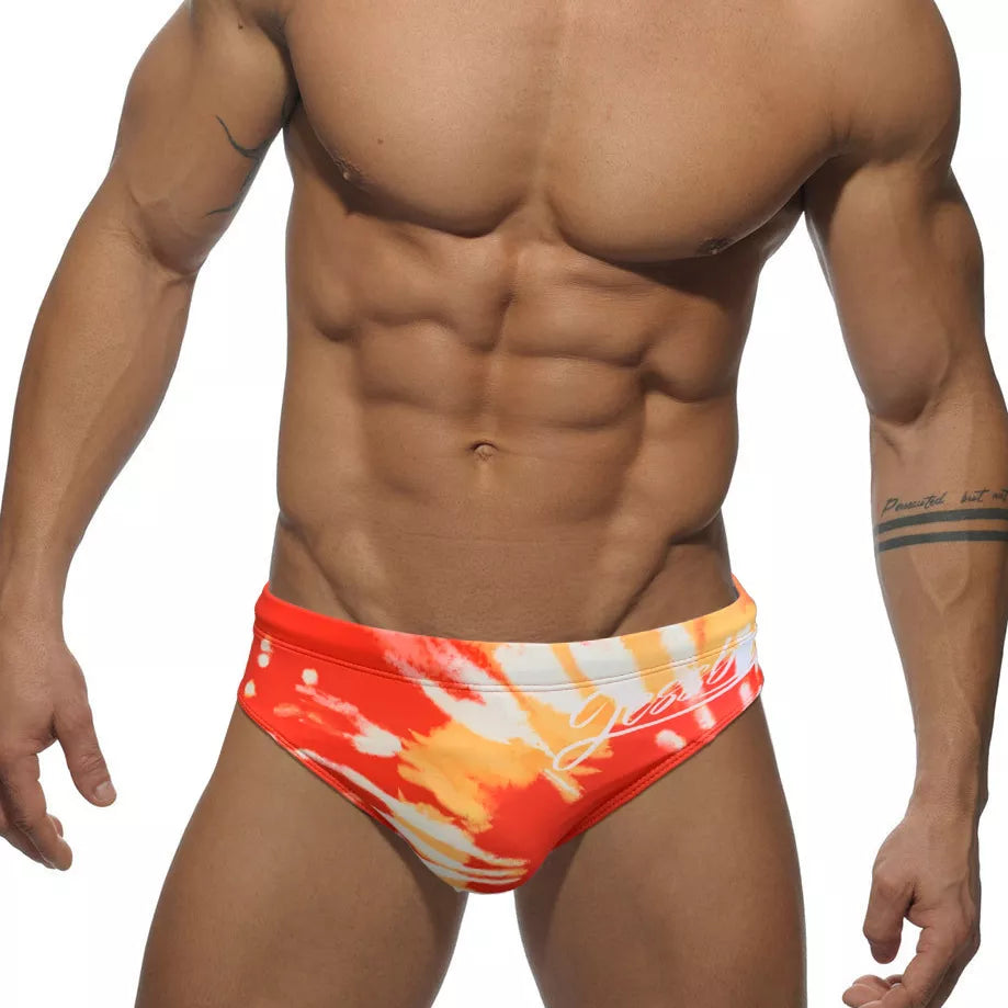 a hot gay man in Men's Fire Graffiti Swim Briefs - pridevoyageshop.com - gay men’s underwear and swimwear