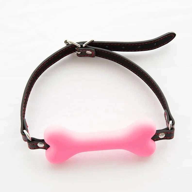 pink TailWagger Bone Gag for Gay Puppy Play - pridevoyageshop.com - gay men’s puppy play gear, lingerie, fishnet and fetish wear