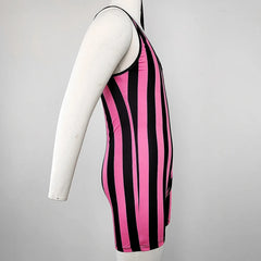 details of rose red Retro stripes U-Neck Romper Singlets - Men's Singlets, Bodysuits, Rompers & Jumpsuits - pridevoyageshop.com