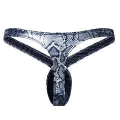 silver Jockmail Snakeskin Bare Thong - pridevoyageshop.com - gay men’s underwear and swimwear
