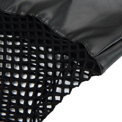 details of Men's Black PU Leather Fishnet Crop Top | Gay Crop Tops - pridevoyageshop.com - gay crop tops, gay casual clothes and gay clothes store