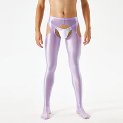 sexy gay man in purple Men's Shiny Metallic Crotchless Pantyhose | Gay Lingerie - pridevoyageshop.com - gay men’s bodystocking, lingerie, fishnet and fetish wear