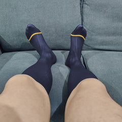 Navy blue Sheer OTC Socks: Men's Sheer Dress Socks for the Sexy Gay Man- pridevoyageshop.com - gay men’s harness, lingerie and fetish wear