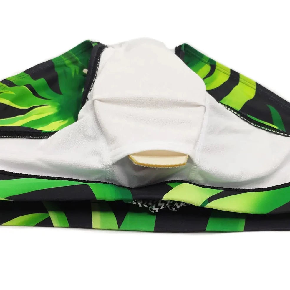 details of Men's Green Leaf Swim Briefs with pad - pridevoyageshop.com - gay men’s underwear and swimwear