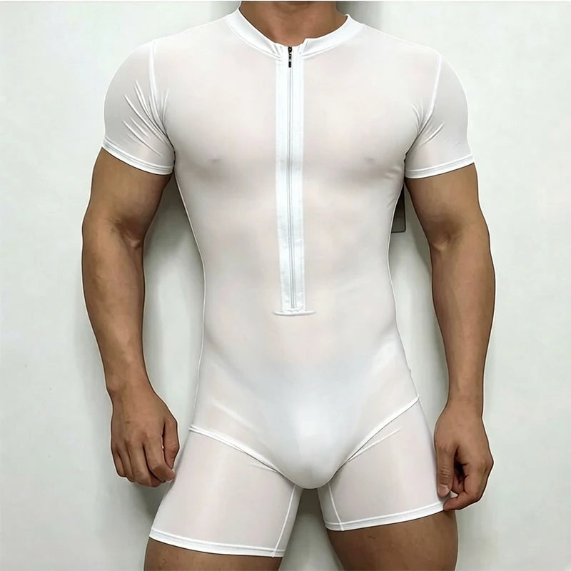Pull It Down Deep-V Bodysuit for Gay Men