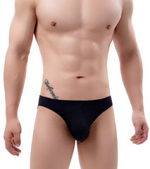 sexy gay man in black Men's Ice Silk Hung Briefs | Gay Men Underwear- pridevoyageshop.com - gay men’s underwear and swimwear