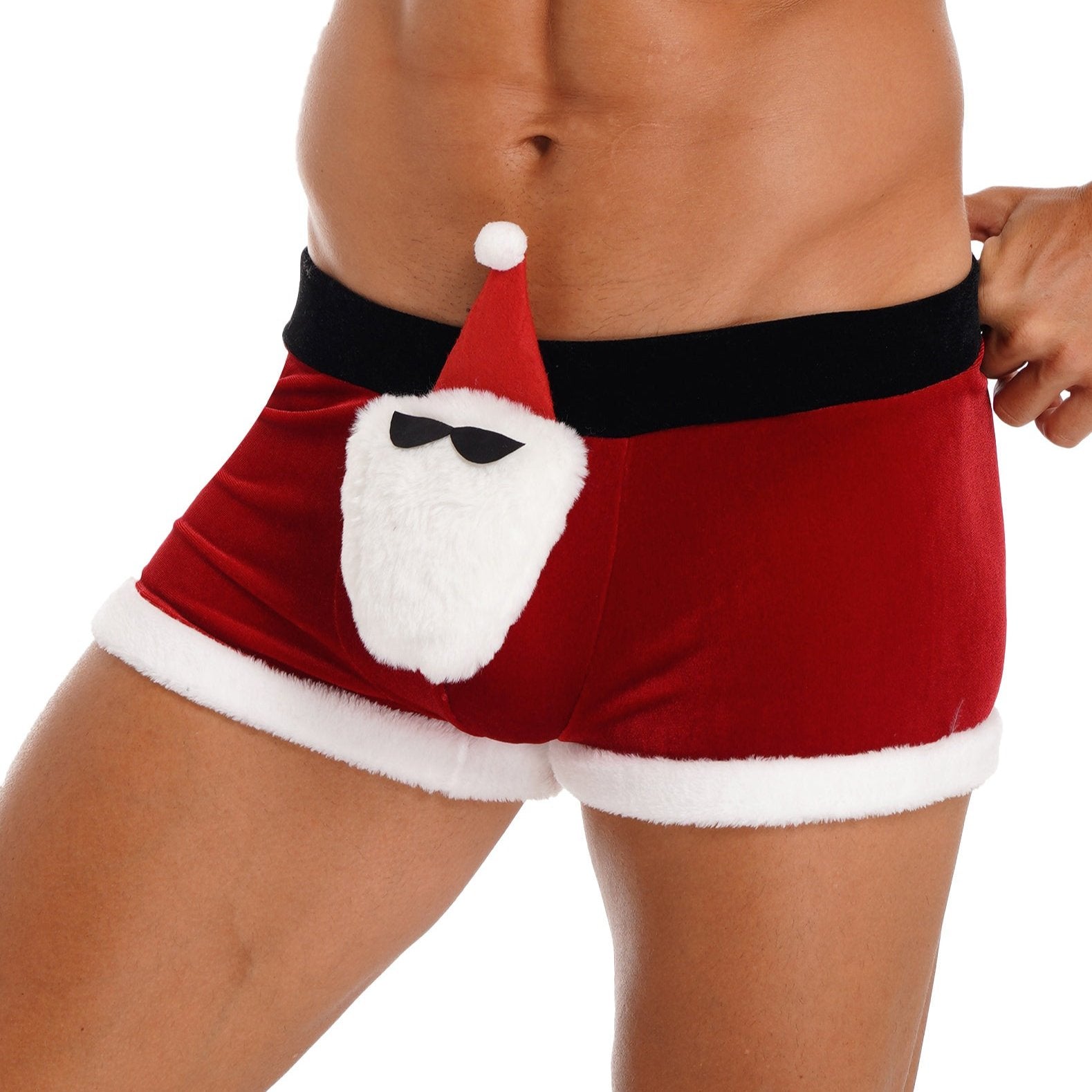 a hot man in Santa’s Surprise Christmas Boxers - pridevoyageshop.com - gay costumes, men role play outfits, gay party costumes and gay rave outfits