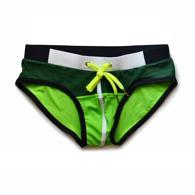 army green Gay Swimwear | DM Laced Swim Briefs- pridevoyageshop.com - gay men’s underwear and swimwear