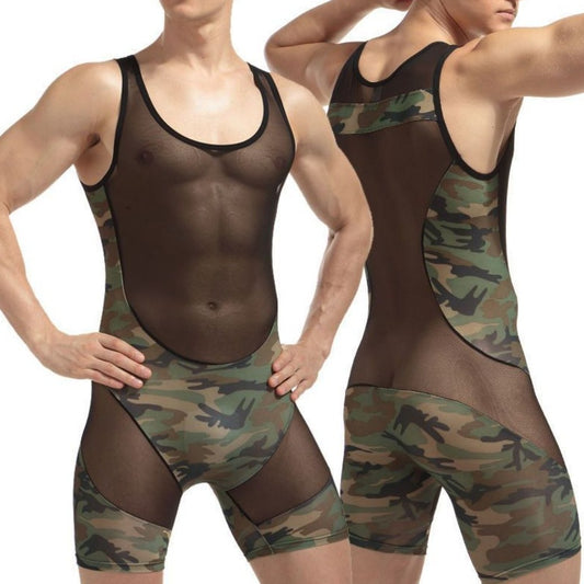 sexy gay man in Gay Singlet | Men's Mesh Camouflage Singlet - pridevoyageshop.com - gay men’s underwear and activewear