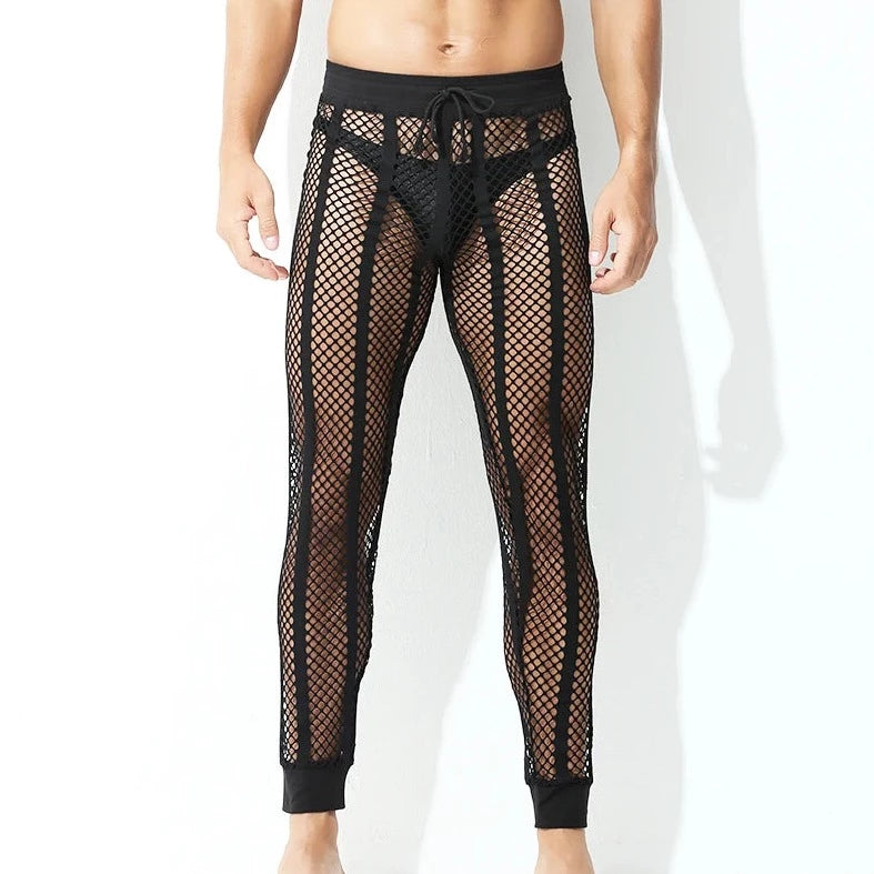 black Men's Striped Mesh Tights - pridevoyageshop.com - gay men’s underwear and swimwear