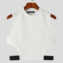 white Men's Designer Hollow Out Crop Tops | Gay Crop Tops & Clubwear - pridevoyageshop.com - gay crop tops, gay casual clothes and gay clothes store