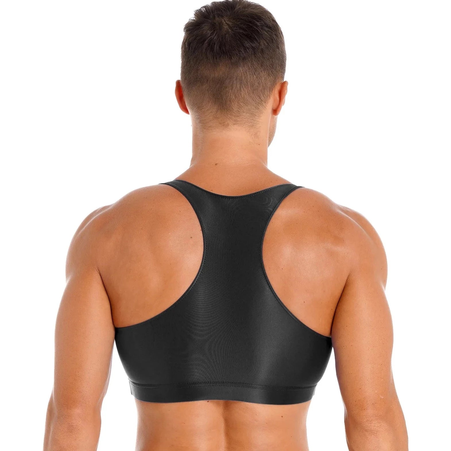 a sexy gay man in black Men's Glossy Sports Crop Top | Gay Crop Tops & Sports Wear - pridevoyageshop.com - gay crop tops, gay casual clothes and gay clothes store