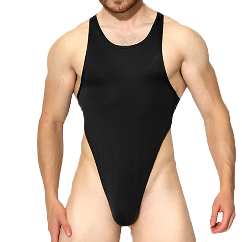 a hot gay man in black Power Sports Shaping Thong Bodysuit - Men's Singlets, Bodysuits, Rompers & Jumpsuits - pridevoyageshop.com