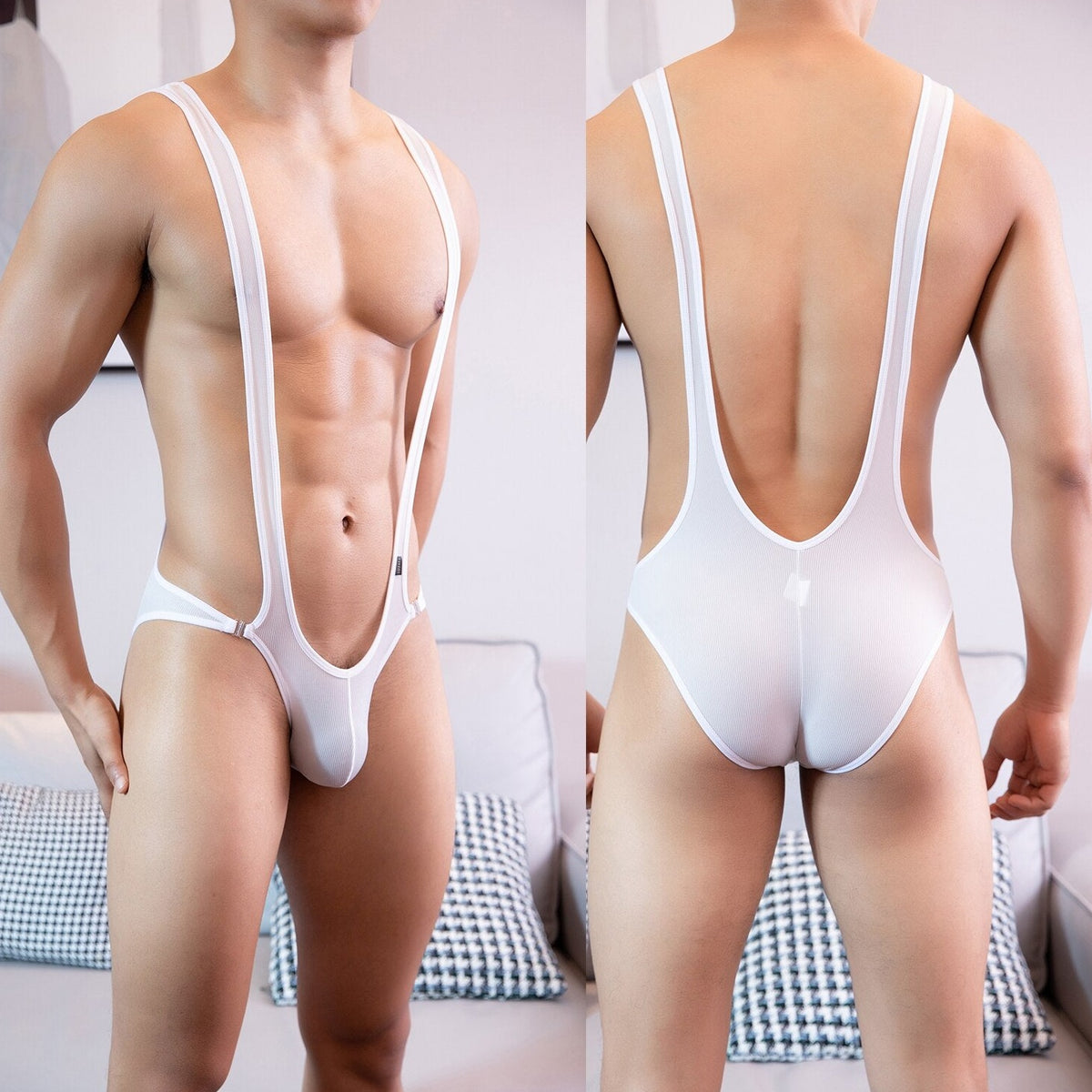 sexy gay man in white Gay Singlet and Bodysuit | Gay Men's X Cross Singlet - Men's Singlets, Bodysuits, Leotard & Unitard - pridevoyageshop.com