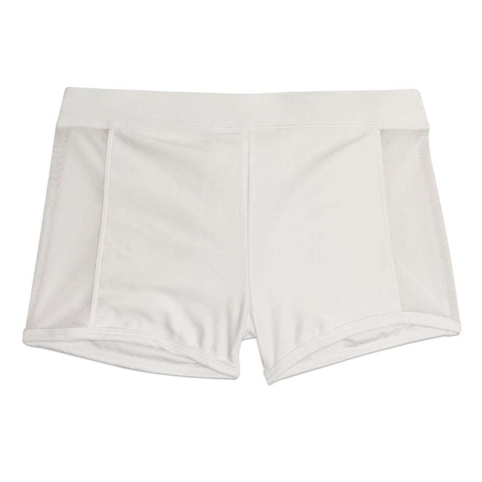 details of white Gay Swimwear & Beachwear | Cheeky Men's See Thru Swim Trunks - pridevoyageshop.com - gay men’s underwear and swimwear