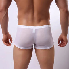 a sexy gay man in white Super Stretchy Ice Silk Boxer Brief - pridevoyageshop.com - gay men’s underwear and swimwear