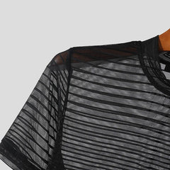 The TV Is On Shirt Stripe Mesh Tee