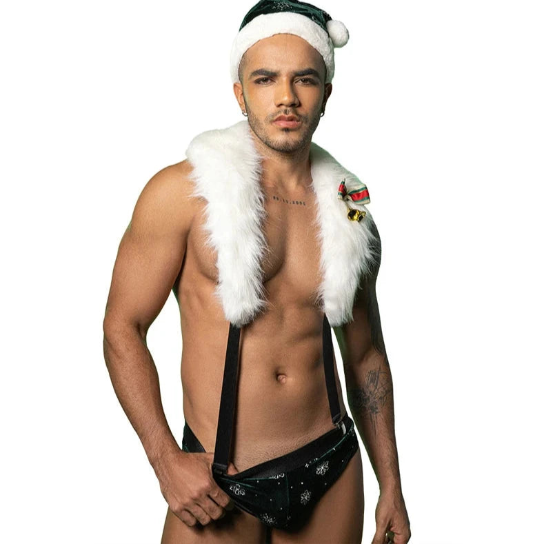 a hot man in Spicy Santa Christmas set - pridevoyageshop.com - gay costumes, men role play outfits, gay party costumes and gay rave outfits