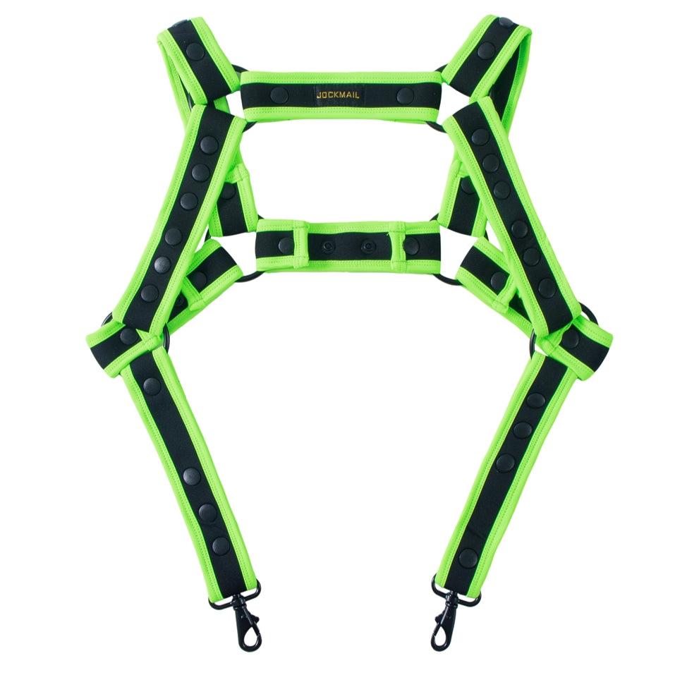 Neon Green Pride Pulse Suspender Harness -pridevoyageshop.com - gay men’s harness, lingerie and fetish wear