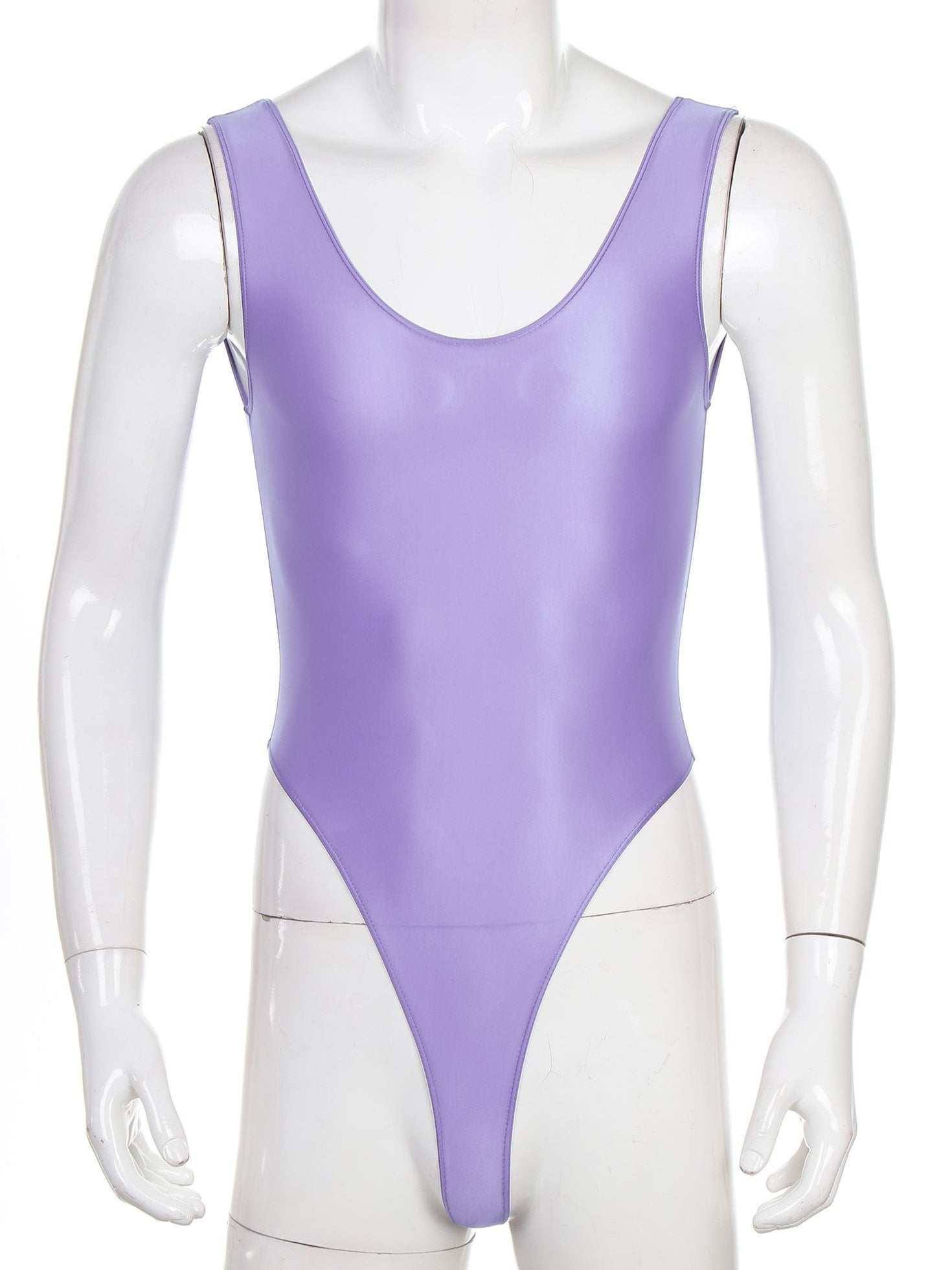 Light Purple Fluorescent Green The ’80s Shiny Thong Bodysuits - Men's Singlets, Bodysuits, Leotard & Unitard - pridevoyageshop.com