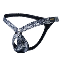 silver Jockmail Snakeskin Bare Thong - pridevoyageshop.com - gay men’s underwear and swimwear