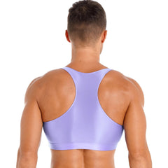 a sexy gay man in light purple Men's Glossy Sports Crop Top | Gay Crop Tops & Sports Wear - pridevoyageshop.com - gay crop tops, gay casual clothes and gay clothes store