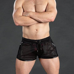 sexy gay man in black Gay Shorts | Men's Sexy Mesh Workout Shorts - Men's Activewear, gym short, running shorts- pridevoyageshop.com