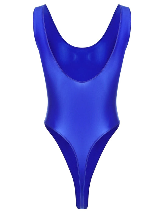 blue The ’80s Shiny Thong Bodysuits - Men's Singlets, Bodysuits, Leotard & Unitard - pridevoyageshop.com