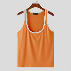 orange PecsShow Deep Scoop Neck Tank Top - pridevoyageshop.com - gay men’s gym tank tops, mesh tank tops and activewear