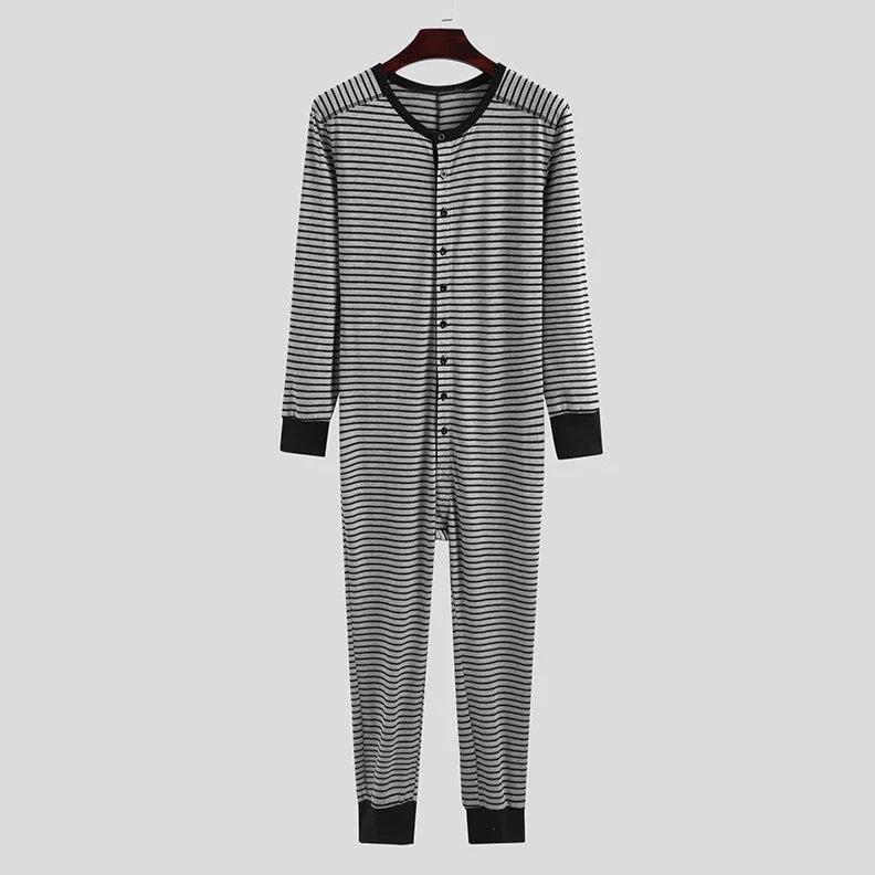 gray All Night full-body men’s onesie - pridevoyageshop.com - men's pajamas, men's loungewear, men's sleepwear