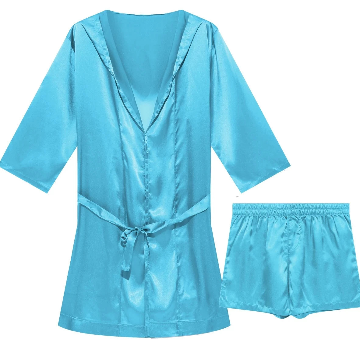 Turquoise Men's Silk Hooded Robe + Boxers - pridevoyageshop.com - gay men’s underwear and swimwear