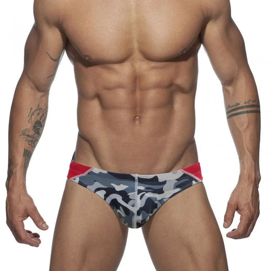 a hot gay man in black Men's Bold Camo Swim Briefs - pridevoyageshop.com - gay men’s underwear and swimwear