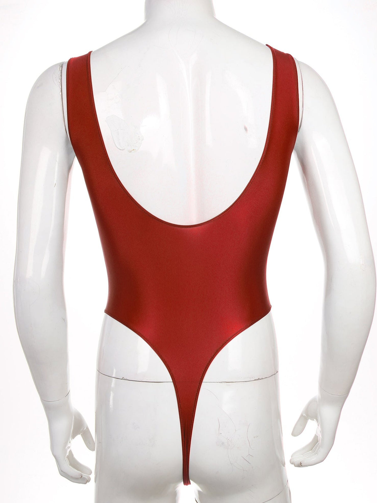 Burgundy Fluorescent Green The ’80s Shiny Thong Bodysuits - Men's Singlets, Bodysuits, Leotard & Unitard - pridevoyageshop.com