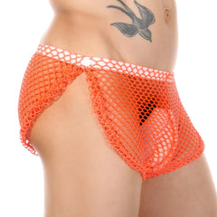 a sexy gay man in orange Sexy Gay Men's Clipper Fishnet Briefs - pridevoyageshop.com - gay men’s underwear and swimwear