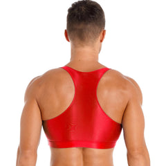 a sexy gay man in red Men's Glossy Sports Crop Top | Gay Crop Tops & Sports Wear - pridevoyageshop.com - gay crop tops, gay casual clothes and gay clothes store