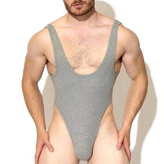 a sexy gay man gray Extreme Thong Bodysuit - Men's Singlets, Bodysuits, Leotard & Unitard - pridevoyageshop.com