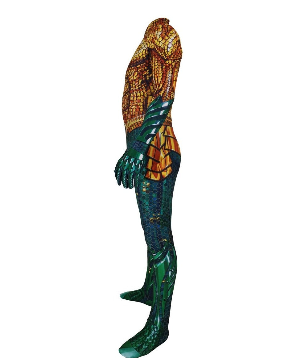 side of SuperHero Bodysuit: Aquaman Costume for Erotic Gay Cosplay- pridevoyageshop.com - gay men’s harness, lingerie and fetish wear
