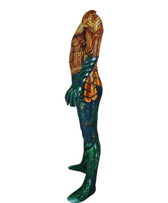 side of SuperHero Bodysuit: Aquaman Costume for Erotic Gay Cosplay- pridevoyageshop.com - gay men’s harness, lingerie and fetish wear