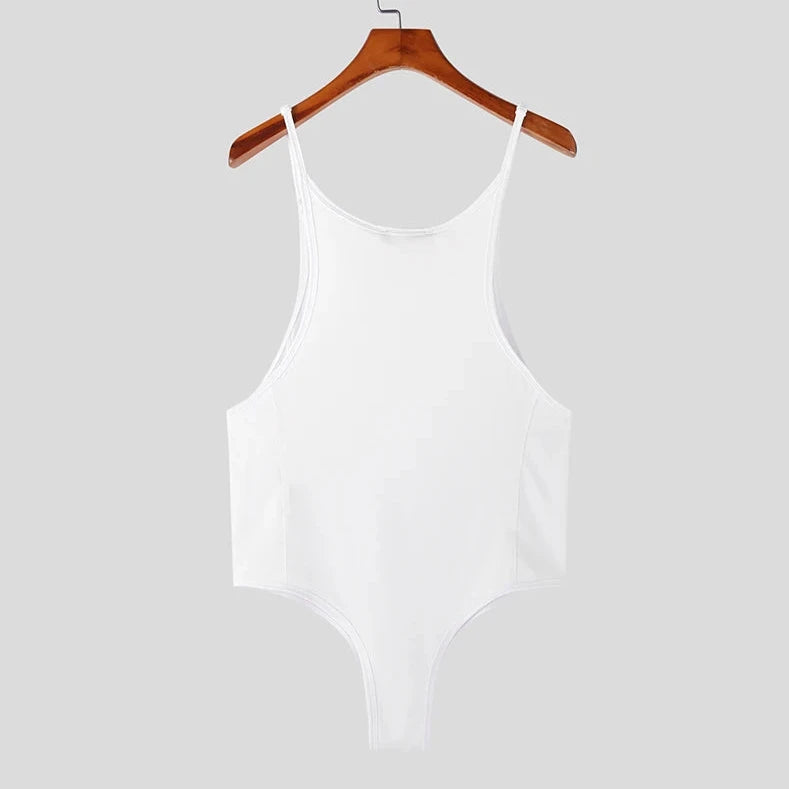 white Whisper Strap Thong Bodysuit - Men's Singlets, Bodysuits, Rompers & Jumpsuits - pridevoyageshop.com