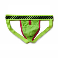 Fluorescent Green DM Men's Racing Stripe Jockstrap - pridevoyageshop.com - gay men’s underwear and swimwear
